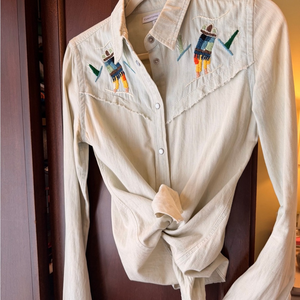 Christophe Sauvat denim top embroidered
